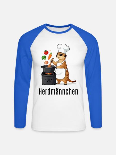 Herdmännchen Koch Gastronomie Beikoch Lustig - Unisex Baseballshirt langarm - Weiß/Royalblau
