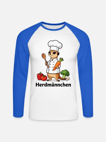 Herdmännchen Koch Gastronomie Lustig Gastro - Unisex Baseballshirt langarm - Weiß/Royalblau