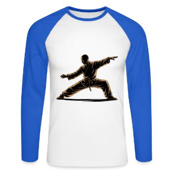 Tai Chi Zen Meditation – Chi Qigong Training - Unisex Long Sleeve Baseball T-Shirt - white/royal blue - Front - Nik (191cm)