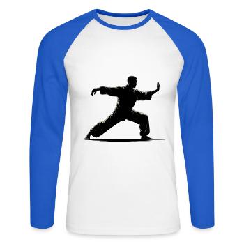 Tai Chi Zen Meditation – Chi Qigong Training - Unisex Long Sleeve Baseball T-Shirt - white/royal blue - Front - Nik (191cm)