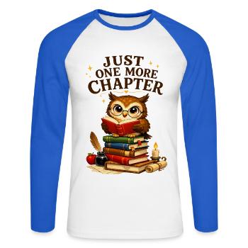 One more chapter - Unisex Long Sleeve Baseball T-Shirt - white/royal blue - Front - Nik (191cm)