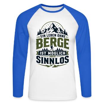 Ein Leben ohne Berge ist möglich sinnlos - Unisex Baseballshirt langarm - Weiß/Royalblau - Vorne - Nik (191cm)