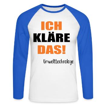 Umwelttechnologe Abwasser - Unisex Baseballshirt langarm - Weiß/Royalblau - Vorne - Nik (191cm)