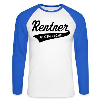 Rentner Gegen Rechts (Rente / Ruhestand / Black) - Unisex Baseballshirt langarm - Weiß/Royalblau - Vorne - Nik (191cm)