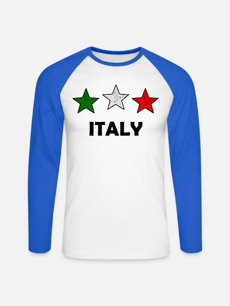 Tri-Sterne Italienische Flagge - Unisex Baseballshirt langarm - Weiß/Royalblau