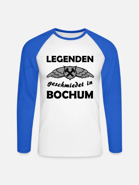 Flügelshield Hammerpick Emblem - Unisex Baseballshirt langarm - Weiß/Royalblau