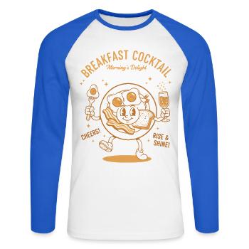 Frühstück Cocktail Morgenfreude Lustiger Brunch - Unisex Baseballshirt langarm - Weiß/Royalblau - Vorne - Nik (191cm)