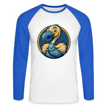 Mascotte Flamingo Kawaii Logo clipart Logo - T-shirt baseball manches longues Homme - blanc/bleu royal - Devant - Nik (191cm)