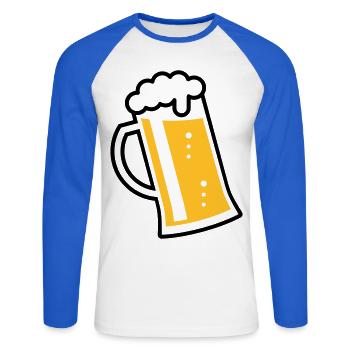 Maßkrug (beer / beer mug / beer glass / R /\/ 2C) - Unisex Long Sleeve Baseball T-Shirt - white/royal blue - Front - Nik (191cm)