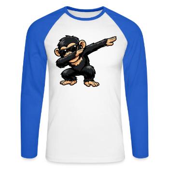Dabbing Chimpanzee - Unisex Long Sleeve Baseball T-Shirt - white/royal blue - Front - Nik (191cm)