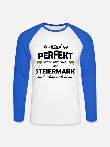 Steiermark - Unisex Baseballshirt langarm - Weiß/Royalblau