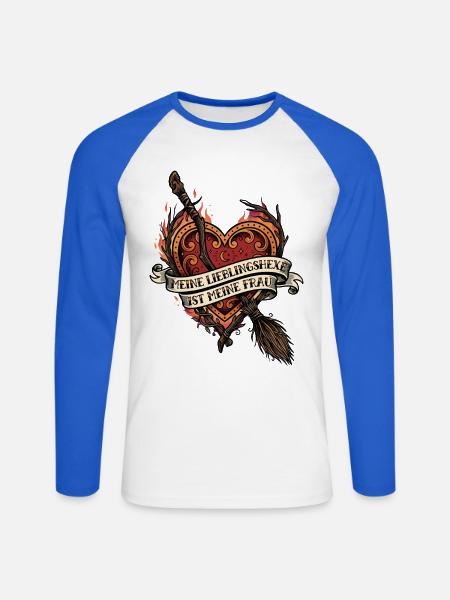 Lieblingshexe Herz Hexenbesen Frau - Unisex Baseballshirt langarm - Weiß/Royalblau