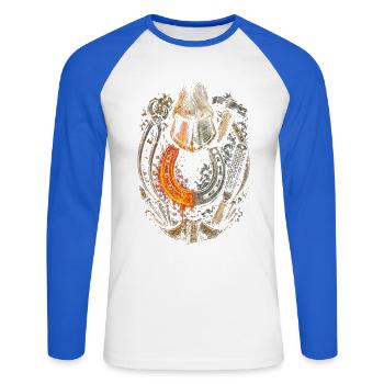 Maréchal-ferrant - T-shirt baseball manches longues Homme - blanc/bleu royal - Devant - Nik (191cm)