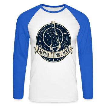 AERIAL CLIMB CALM - Unisex Baseballshirt langarm - Weiß/Royalblau - Vorne - Nik (191cm)
