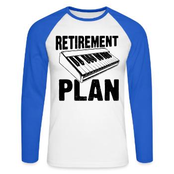 Retirement Plan Piano Keyboard - Unisex Baseballshirt langarm - Weiß/Royalblau - Vorne - Nik (191cm)