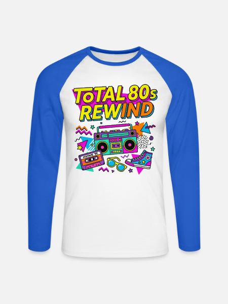 Total 80s Rewind - Unisex Baseballshirt langarm - Weiß/Royalblau