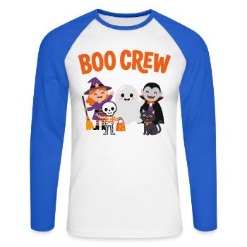 Boo Crew Halloween-Freunde - Unisex Baseballshirt langarm - Weiß/Royalblau - Vorne - Nik (191cm)