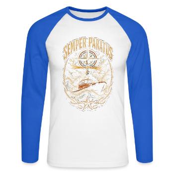 Küstenwache Rettungsschwimmer Semper Partus - Unisex Baseballshirt langarm - Weiß/Royalblau - Vorne - Nik (191cm)