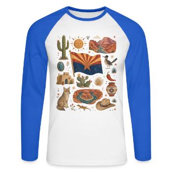 Arizona | Desert, Canyons & Freedom - Unisex Long Sleeve Baseball T-Shirt - white/royal blue - Front - Nik (191cm)
