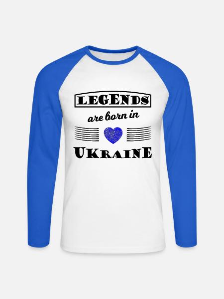 Kobaltblaues Ukraine Funkenherz - Unisex Baseballshirt langarm - Weiß/Royalblau