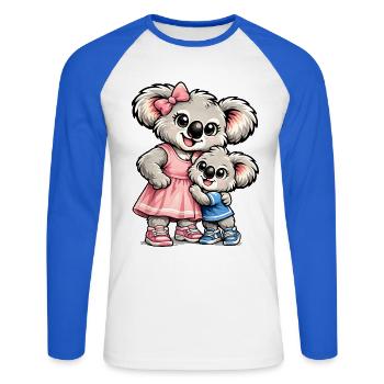 Süßer Koala – Große Schwester - Unisex Baseballshirt langarm - Weiß/Royalblau - Vorne - Nik (191cm)