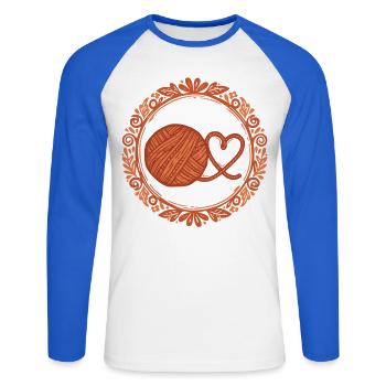 Crochet Yarn Heart Funny Crochet Lover Mothers Day - Unisex Long Sleeve Baseball T-Shirt - white/royal blue - Front - Nik (191cm)