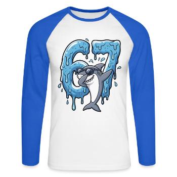 67 Dabbing Hai Six Seven Meme Brainrot Kinder Jung - Unisex Baseballshirt langarm - Weiß/Royalblau - Vorne - Nik (191cm)