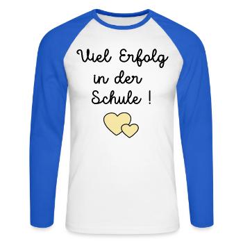Erfolg Schule Herz - Unisex Baseballshirt langarm - Weiß/Royalblau - Vorne - Nik (191cm)