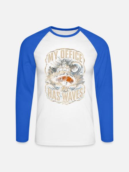 Küstenwache Rettungsschwimmer My Office Has Waves - Unisex Baseballshirt langarm - Weiß/Royalblau