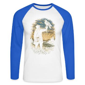 Falknerei Falkner - Unisex Baseballshirt langarm - Weiß/Royalblau - Vorne - Nik (191cm)