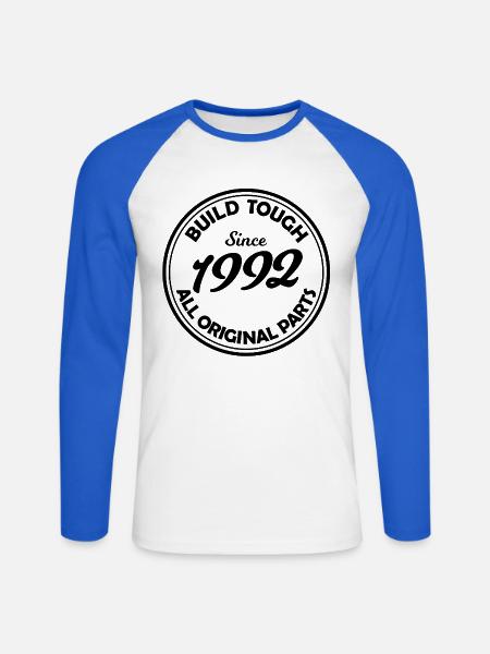 Geboren in 1992 - Unisex Baseballshirt langarm - Weiß/Royalblau