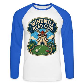 CLUB DE LECTURE DU MOULIN À VENT - T-shirt baseball manches longues Homme - blanc/bleu royal - Devant - Nik (191cm)