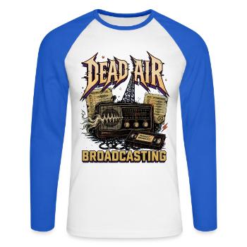 Dead Air Broadcast Retro Radio - Unisex Baseballshirt langarm - Weiß/Royalblau - Vorne - Nik (191cm)