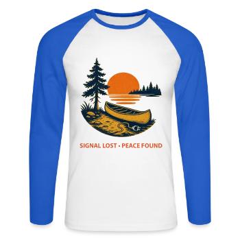 Lake Lovers | Naturefriends - Unisex Long Sleeve Baseball T-Shirt - white/royal blue - Front - Nik (191cm)