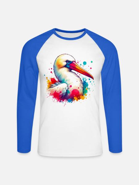 Nazca boobies motif - Unisex Long Sleeve Baseball T-Shirt - white/royal blue
