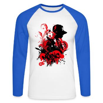 Graffiti Hip Hop Music Red On Black - Unisex Long Sleeve Baseball T-Shirt - white/royal blue - Front - Nik (191cm)
