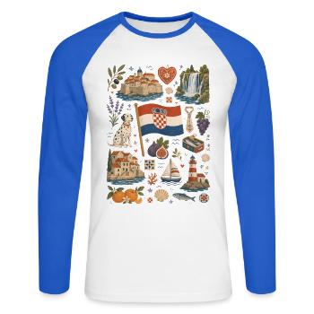 Croatie | Adriatique, Îles & Joie de vivre - T-shirt baseball manches longues Homme - blanc/bleu royal - Devant - Nik (191cm)
