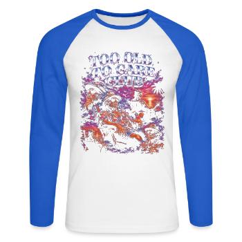 Too Old To Care Club Opa-Urlaub - Unisex Baseballshirt langarm - Weiß/Royalblau - Vorne - Nik (191cm)