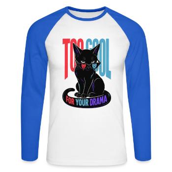 Cool cat - Unisex Long Sleeve Baseball T-Shirt - white/royal blue - Front - Nik (191cm)