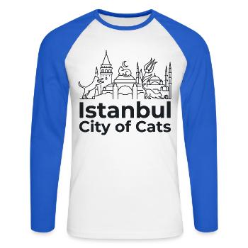 Istanbul City of Cats - Unisex Long Sleeve Baseball T-Shirt - white/royal blue - Front - Nik (191cm)