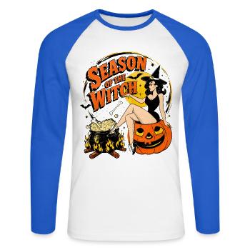 Witch Harvest Night - Unisex Long Sleeve Baseball T-Shirt - white/royal blue - Front - Nik (191cm)