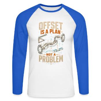 Constructeur de pipeline de couche de tuyau - T-shirt baseball manches longues Homme - blanc/bleu royal - Devant - Nik (191cm)