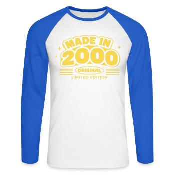 Made in 2000 Original Limited - Unisex Long Sleeve Baseball T-Shirt - white/royal blue - Front - Nik (191cm)