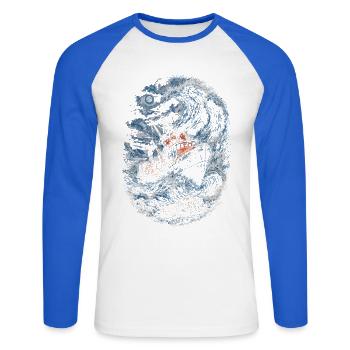 Alaska Königskrabben - Unisex Baseballshirt langarm - Weiß/Royalblau - Vorne - Nik (191cm)