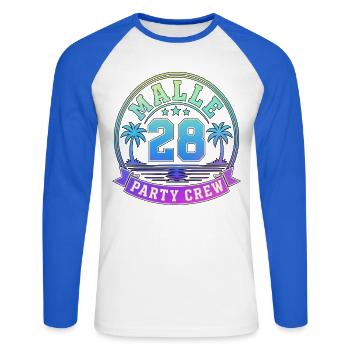 Malle 2028 - T-shirt baseball manches longues Homme - blanc/bleu royal - Devant - Nik (191cm)