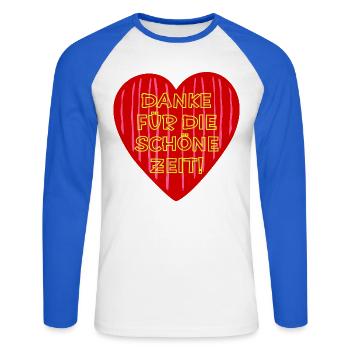 Danke Schöne Zeit - Unisex Baseballshirt langarm - Weiß/Royalblau - Vorne - Nik (191cm)