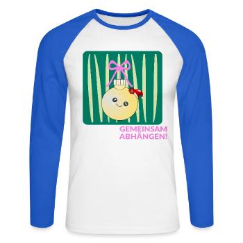 Weihnachten Weihnachtskugel Abhängen - Unisex Baseballshirt langarm - Weiß/Royalblau - Vorne - Nik (191cm)