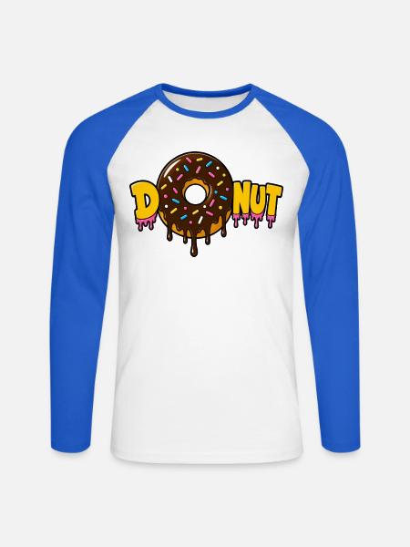 Schokoladendonut - Unisex Baseballshirt langarm - Weiß/Royalblau