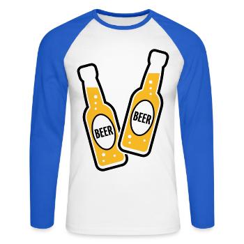 2 Toasting Beer Bottles (Beery / POS 2C) - Unisex Long Sleeve Baseball T-Shirt - white/royal blue - Front - Nik (191cm)