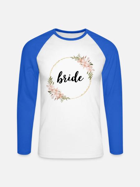 Goldener Blütenring mit Blumen - Unisex Baseballshirt langarm - Weiß/Royalblau
